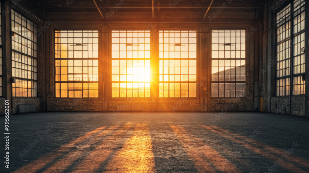 Sunlight Streaming Through Large Factory Windows