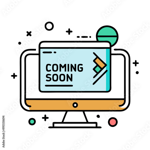 png- coming soon - screen icon flat - colored transparent - around shape line objects