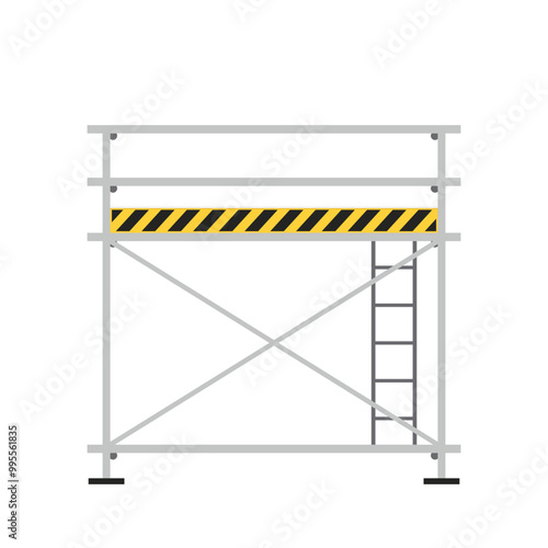 Scaffolding. Vector flat design aluminum prefabricated scaffolding isolated illustration white background.