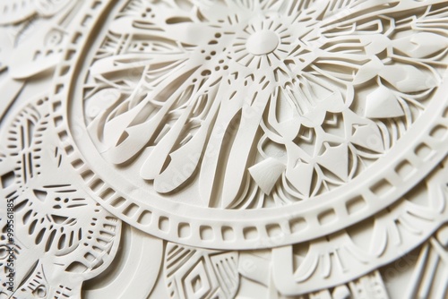 Intricate paper art featuring a detailed owl design showcasing craftsmanship in a black and white aesthetic at a contemporary gallery photo