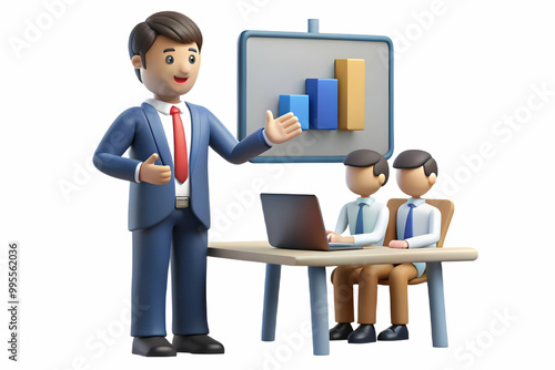 Flat Vector Illustration of a Business Leader Presenting Acquisition Plan in a Boardroom Meeting - Strategic Vision and Leadership Concept for Business Promotions