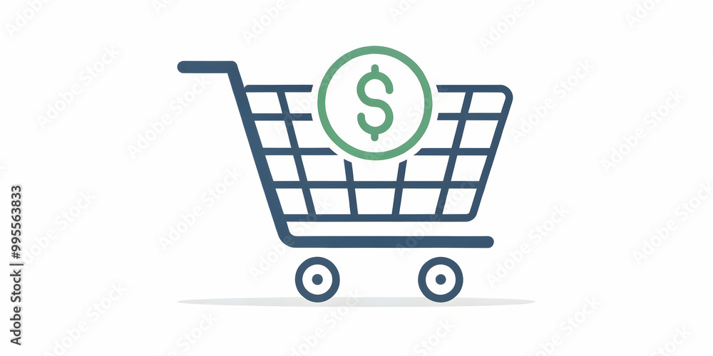 Minimalist Flat Isolated Shopping Cart and Dollar Sign Vector Illustration for Retail and Financial Marketing Minimalist Flat Isolated Shopping Cart and Dollar Sign Vector Illustration for Retail and Financial Marketing