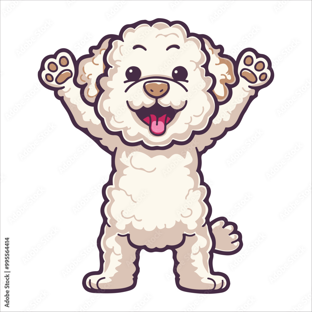 Fototapeta premium A Lagotto Romagnolo Dog dancing with joy and confidence, Dog Cartoon isolated vector illustration 