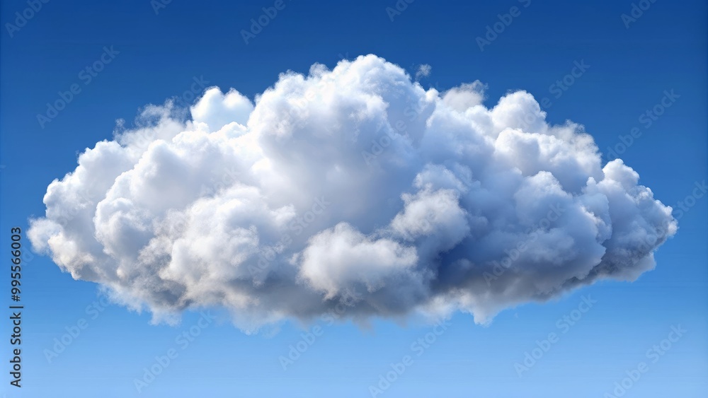 Single cumulus cloud is floating on a deep blue sky, creating a peaceful and serene atmosphere Single cumulus cloud is floating on a deep blue sky, creating a peaceful and serene atmosphere