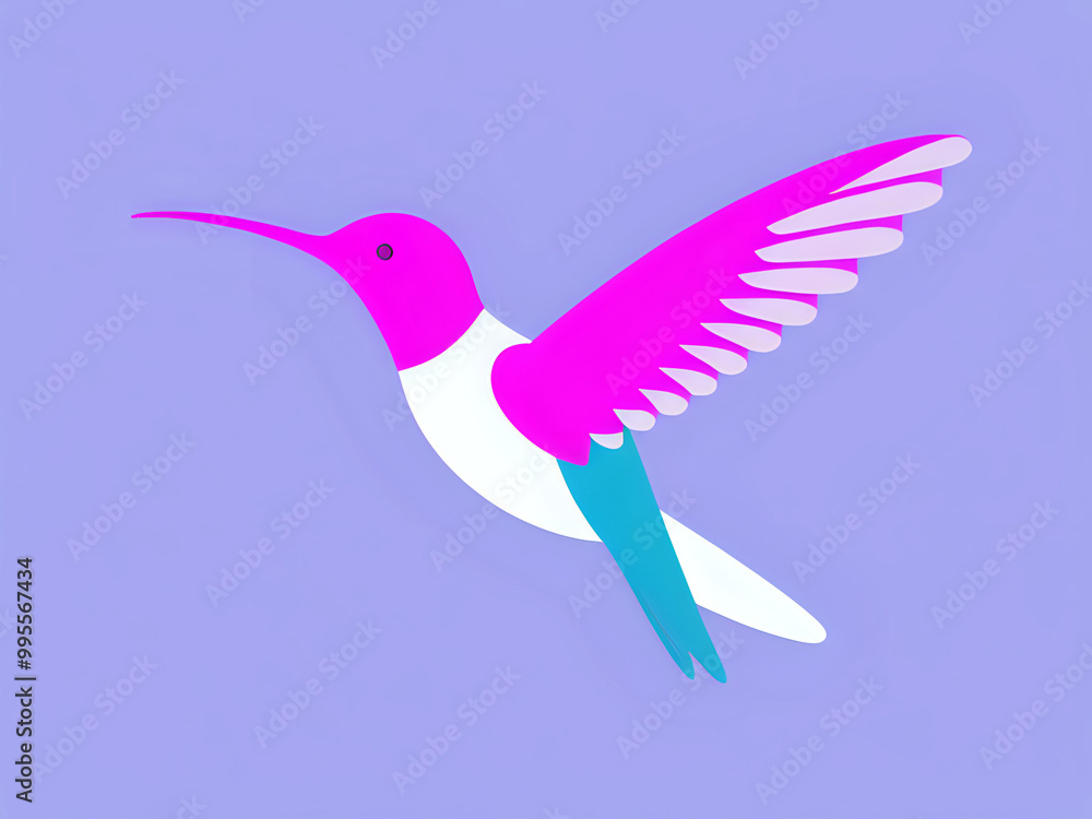 Obraz premium minimalistischer Kolibri in weiß und pink