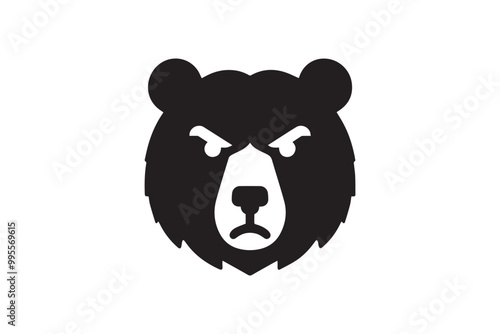 angry bear head clipart vector silhouette isolated in white background