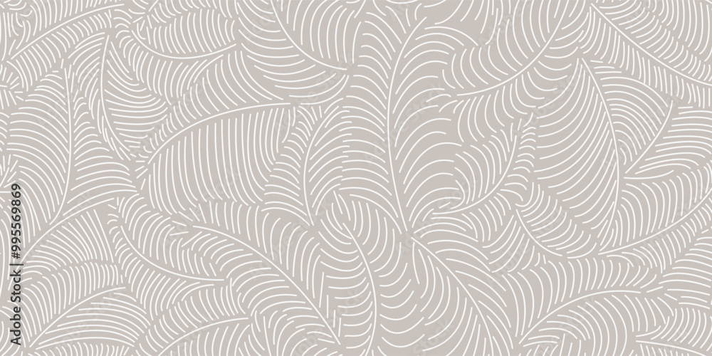Floral Seamless Pattern with Simple Line Art Leaves Ornament for Organic and Healthy Food Packaging, Textile, Fabric, Natural Eco Cosmetics, Vegan Product. Vector Leaves Pattern Floral Seamless Pattern with Simple Line Art Leaves Ornament for Organic and Healthy Food Packaging, Textile, Fabric, Natural Eco Cosmetics, Vegan Product. Vector Leaves Pattern