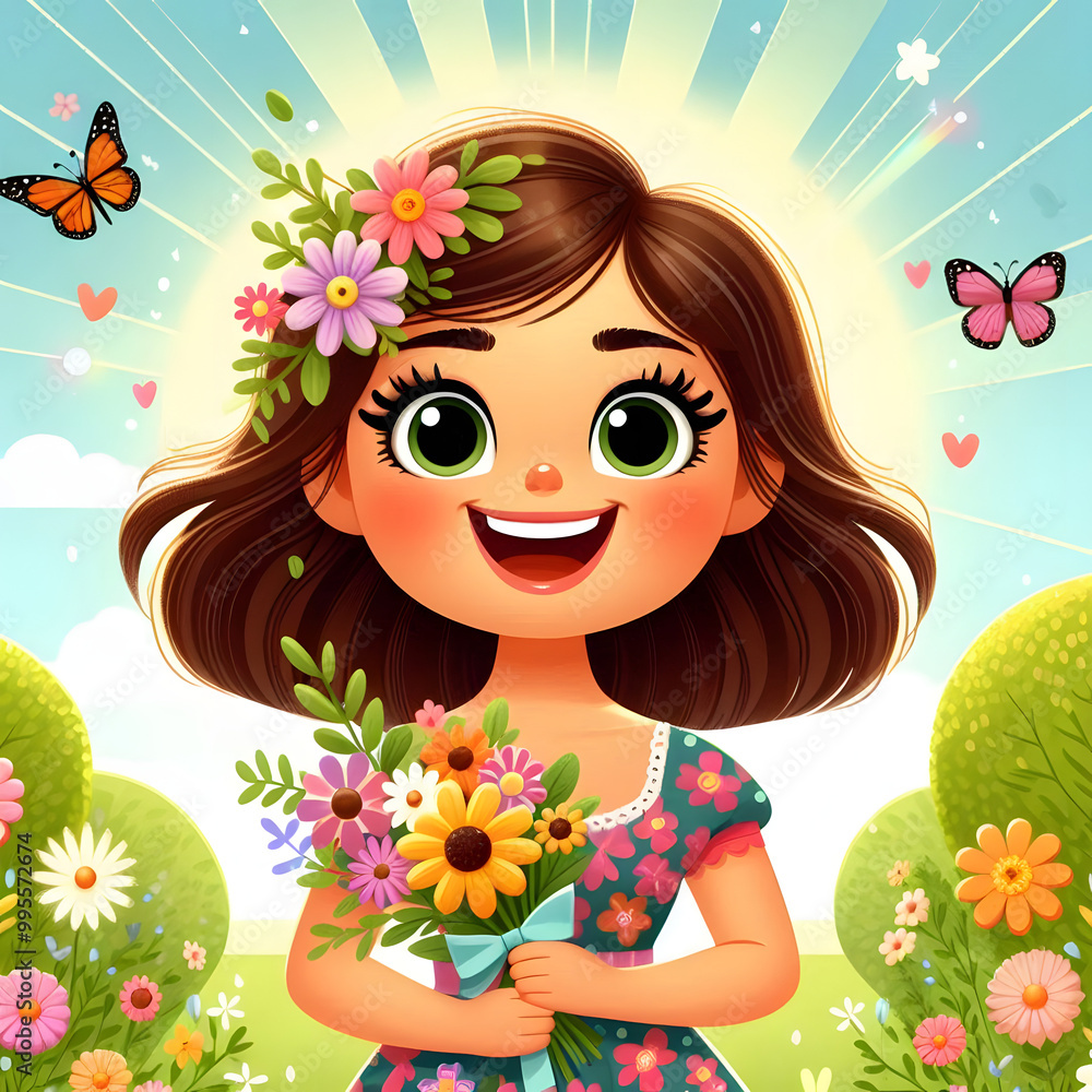 child with flowers child with flowers