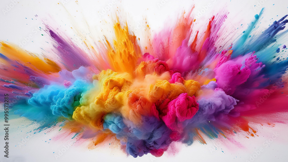 Obraz premium rainbow smog, smoke bomb rainbow color, explode effect