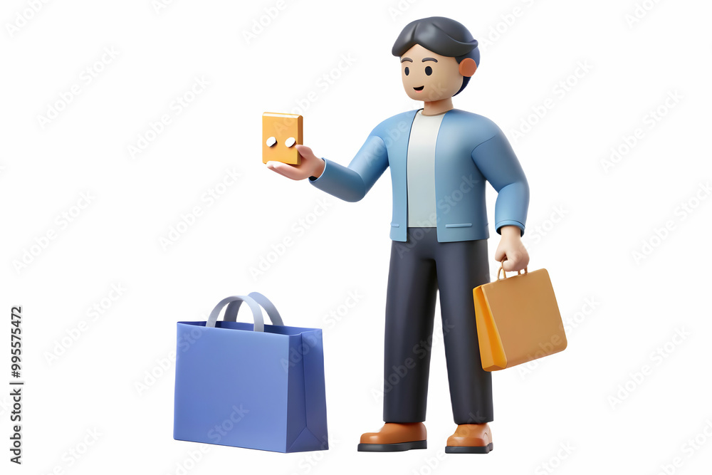 Flat Candid Illustration of Shopper Redeeming Coupons During Clearance Sale - Emphasizing Discount Value for Retail and Ecommerce Promotions