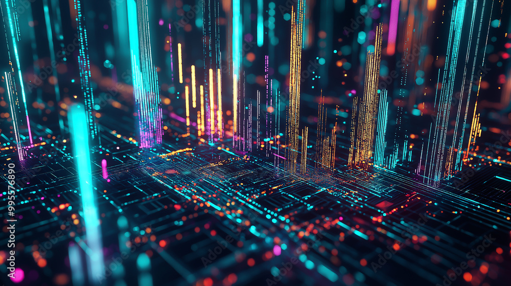Fototapeta premium Vibrant Financial Stock Data Visualization