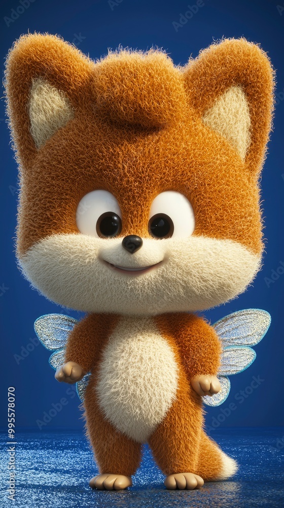 Cute Fluffy Brown Cartoon Fox With Fairy Wings Cute Fluffy Brown Cartoon Fox With Fairy Wings