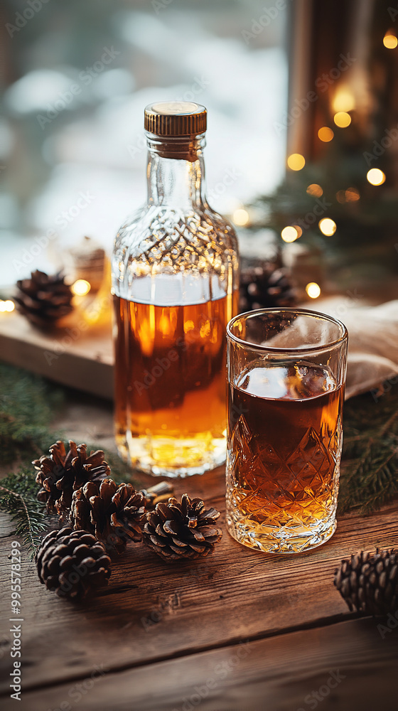 Elegant Home Cider Tasting with Christmas-Themed Decorations Elegant Home Cider Tasting with Christmas-Themed Decorations