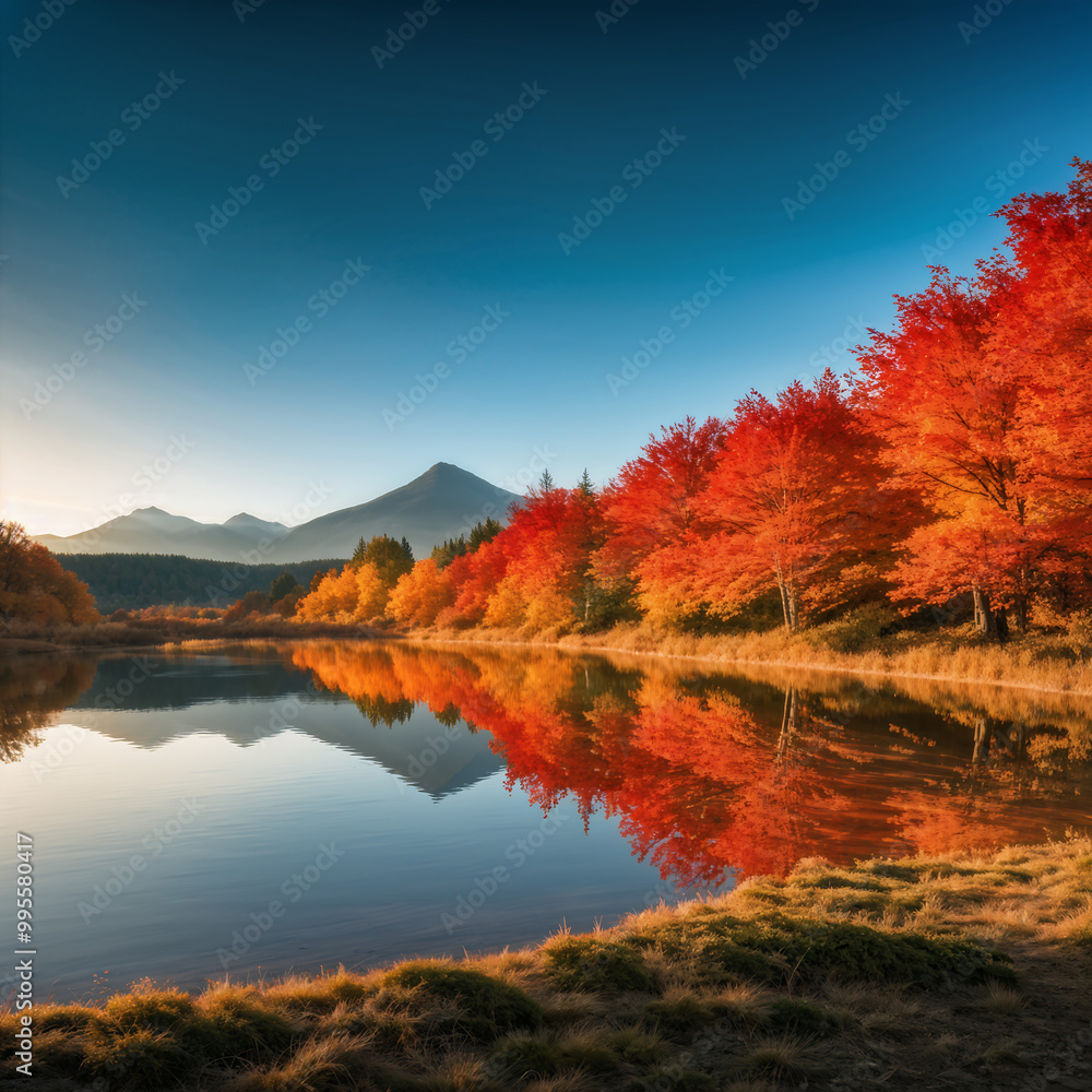 Fototapeta premium Landscape with maple trees