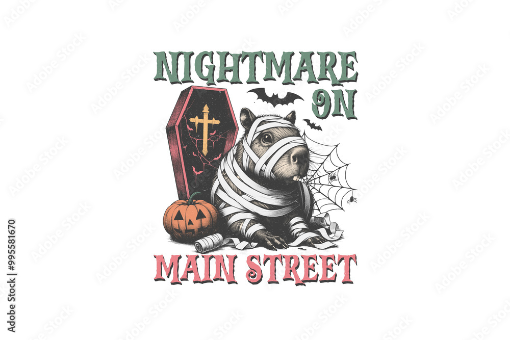 Nightmare on main street, Halloween Capybara Sublimation design Nightmare on main street, Halloween Capybara Sublimation design