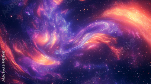 Cosmic Swirls of Nebula in Deep Space