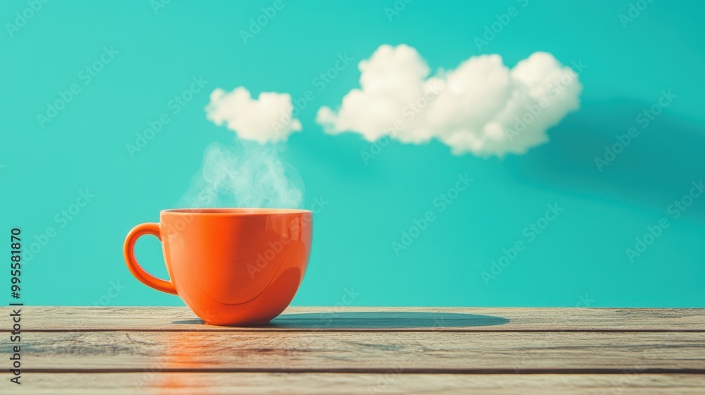 The Orange Cup with Steam The Orange Cup with Steam