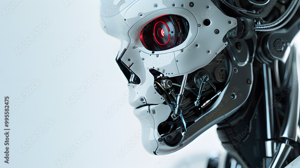 Portrait of an android robot, concept of technical support. Neural network AI generated art Portrait of an android robot, concept of technical support. Neural network AI generated art
