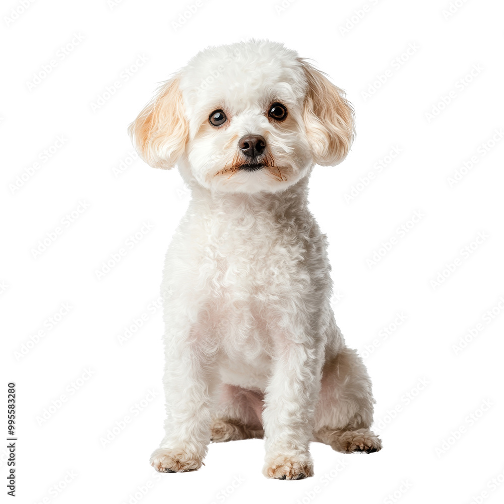 Cute White Poodle Sitting Isolated Cute White Poodle Sitting Isolated
