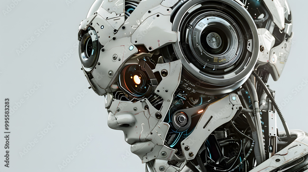 Portrait of an android robot, concept of technical support. Neural network AI generated art Portrait of an android robot, concept of technical support. Neural network AI generated art