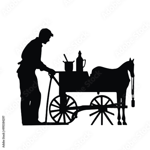 Blacksmith in Action at Forge Silhouette Vector Art