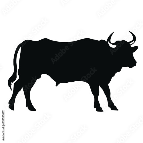 bull silhouette icon. strength and perseverance symbol. vector image of animal