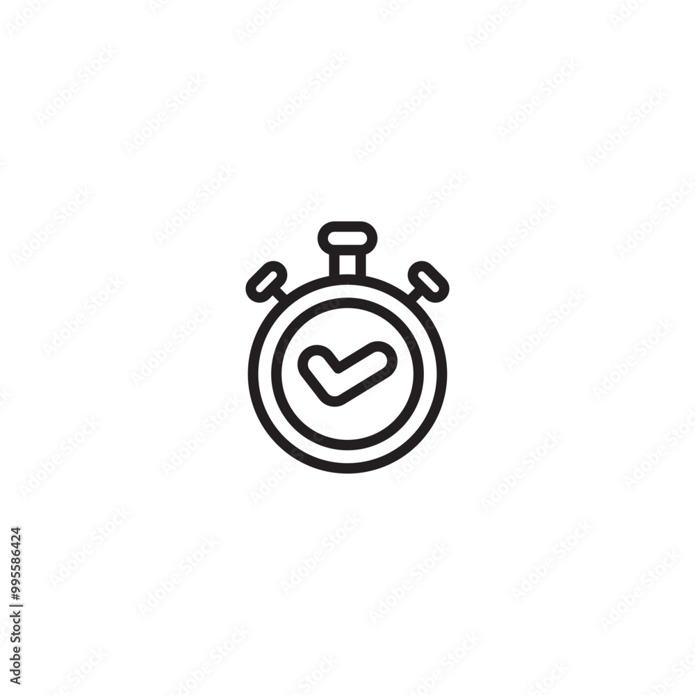 On time. Time and done. Time management. Timer with checkmark. On time. Time and done. Time management. Timer with checkmark.