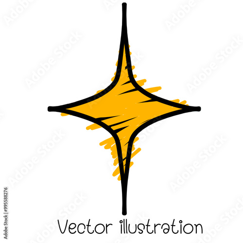 The yellow star is a rough line vector illustration.