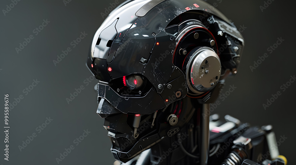 Portrait of an android robot, concept of technical support. Neural network AI generated art Portrait of an android robot, concept of technical support. Neural network AI generated art