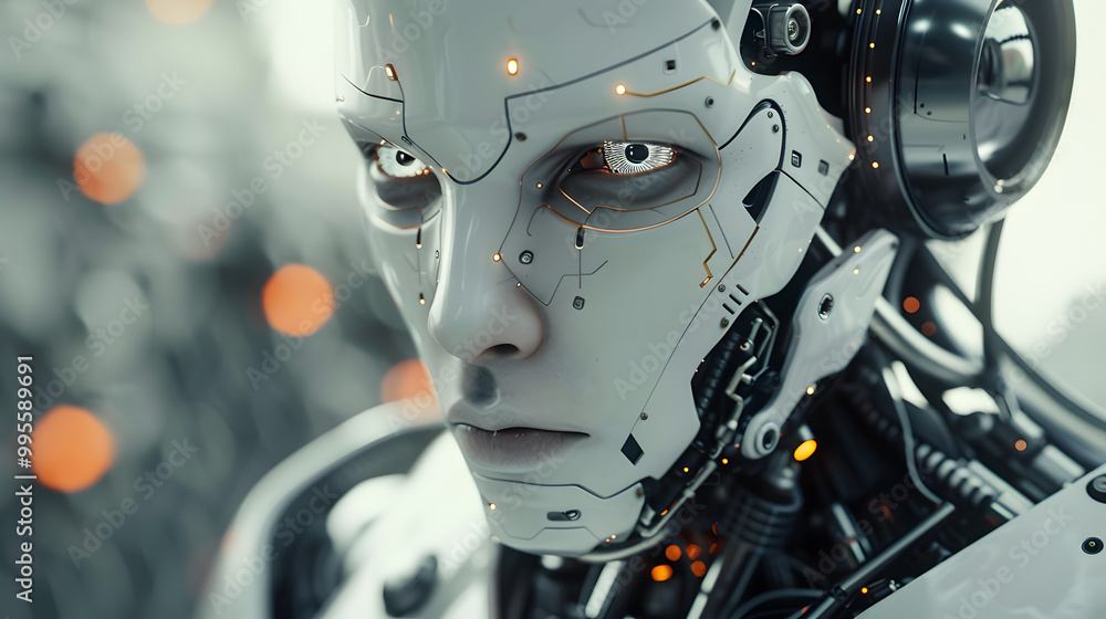 Portrait of an android robot, concept of technical support. Neural network AI generated art Portrait of an android robot, concept of technical support. Neural network AI generated art