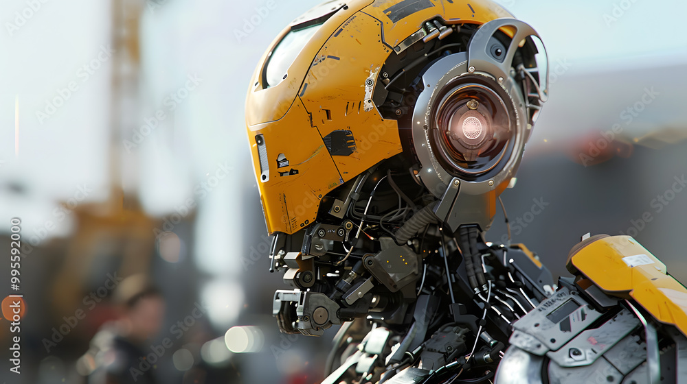 Portrait of an android robot, concept of technical support. Neural network AI generated art Portrait of an android robot, concept of technical support. Neural network AI generated art