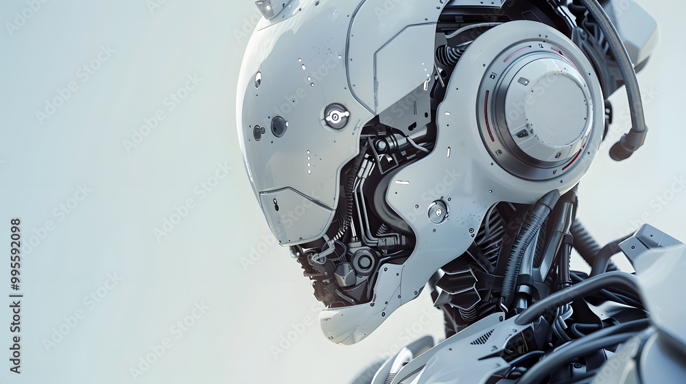 Portrait of an android robot, concept of technical support. Neural network AI generated art Portrait of an android robot, concept of technical support. Neural network AI generated art