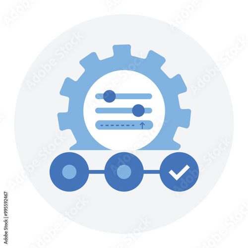 Multi-Stage Prompting Icon. Representing Sequential Prompt Handling. Task Segmentation. AI Workflow. Prompt Execution in Stages. Vector Editable icon.