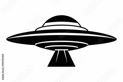 UFO Flying Saucer Silhouette Vector, Spaceship UFO icon