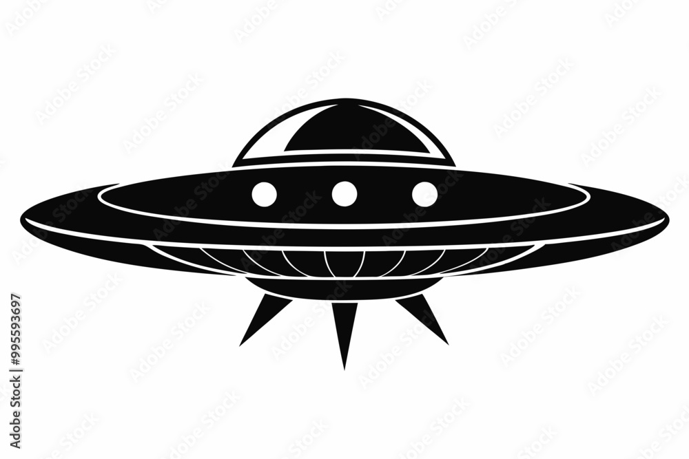 UFO Flying Saucer Silhouette Vector, Spaceship UFO icon UFO Flying Saucer Silhouette Vector, Spaceship UFO icon