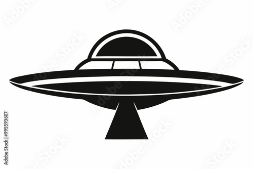 UFO Flying Saucer Silhouette Vector, Spaceship UFO icon