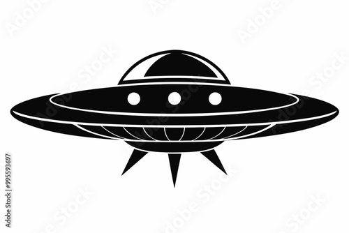 UFO Flying Saucer Silhouette Vector, Spaceship UFO icon