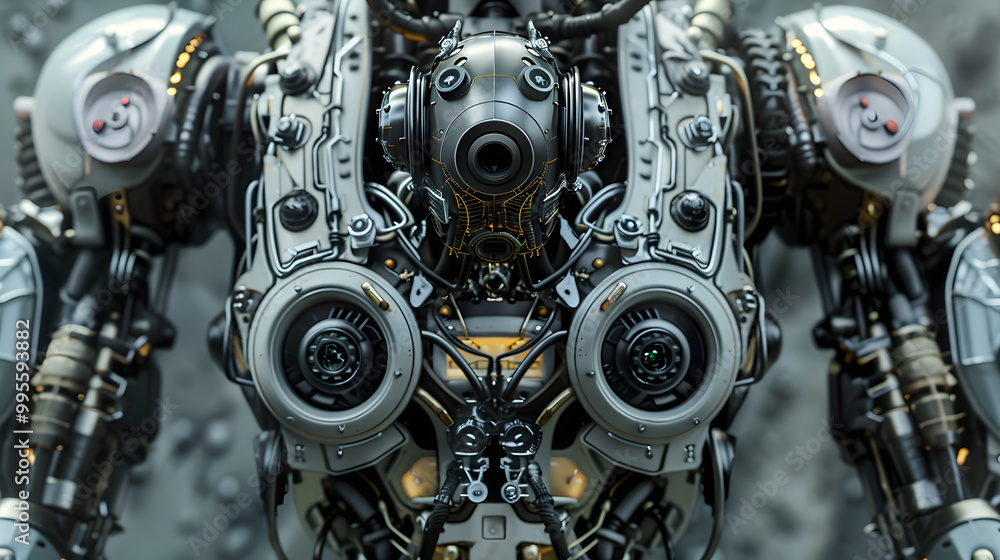 Portrait of an android robot, concept of technical support. Neural network AI generated art Portrait of an android robot, concept of technical support. Neural network AI generated art
