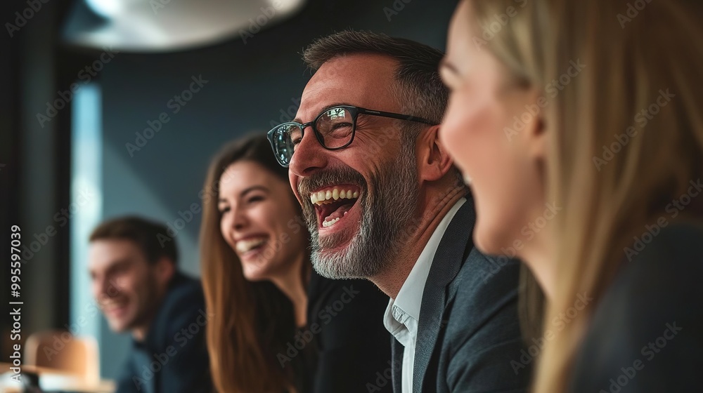 Obraz premium Happy Team in Modern Office Setting