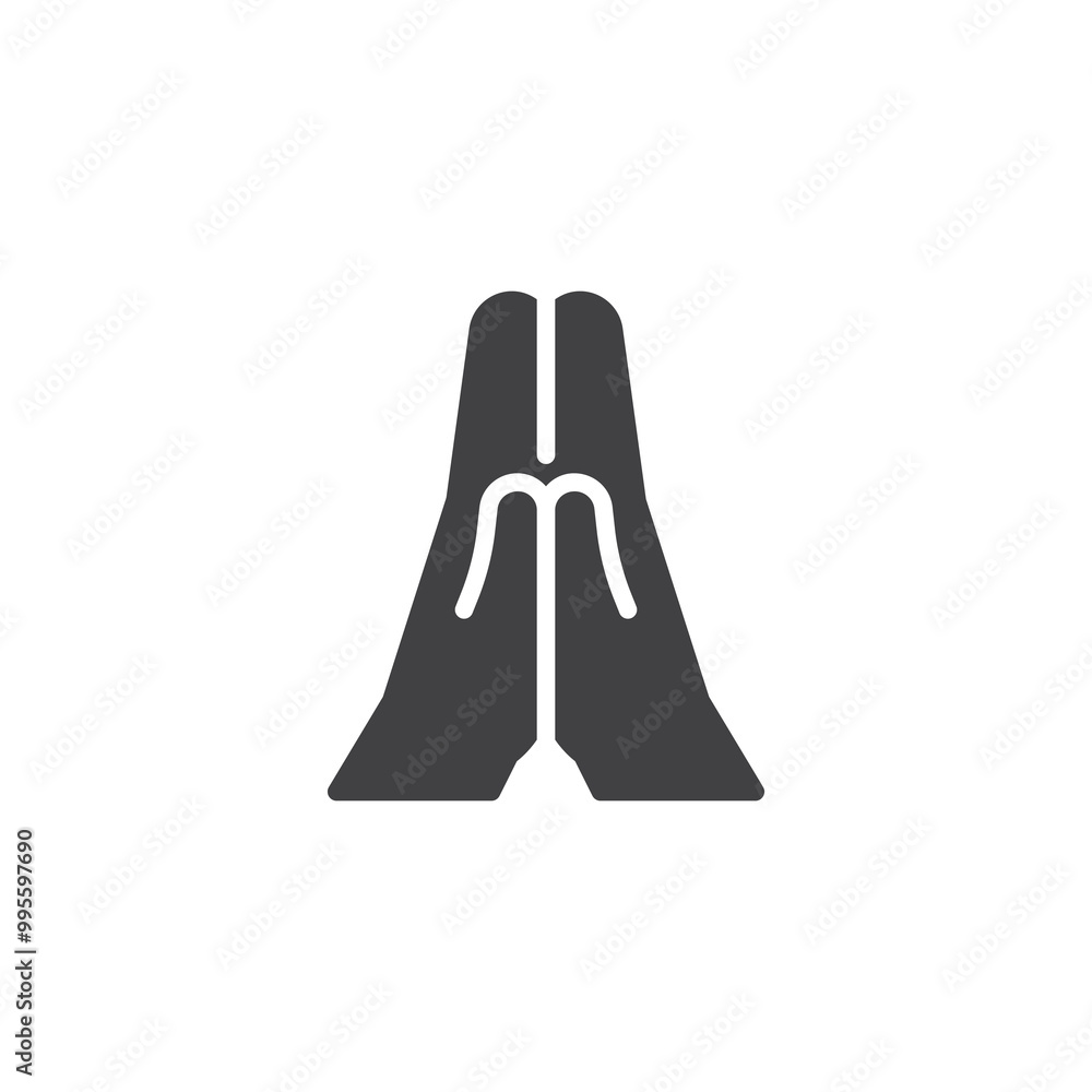 Two hands pressed together vector icon Two hands pressed together vector icon