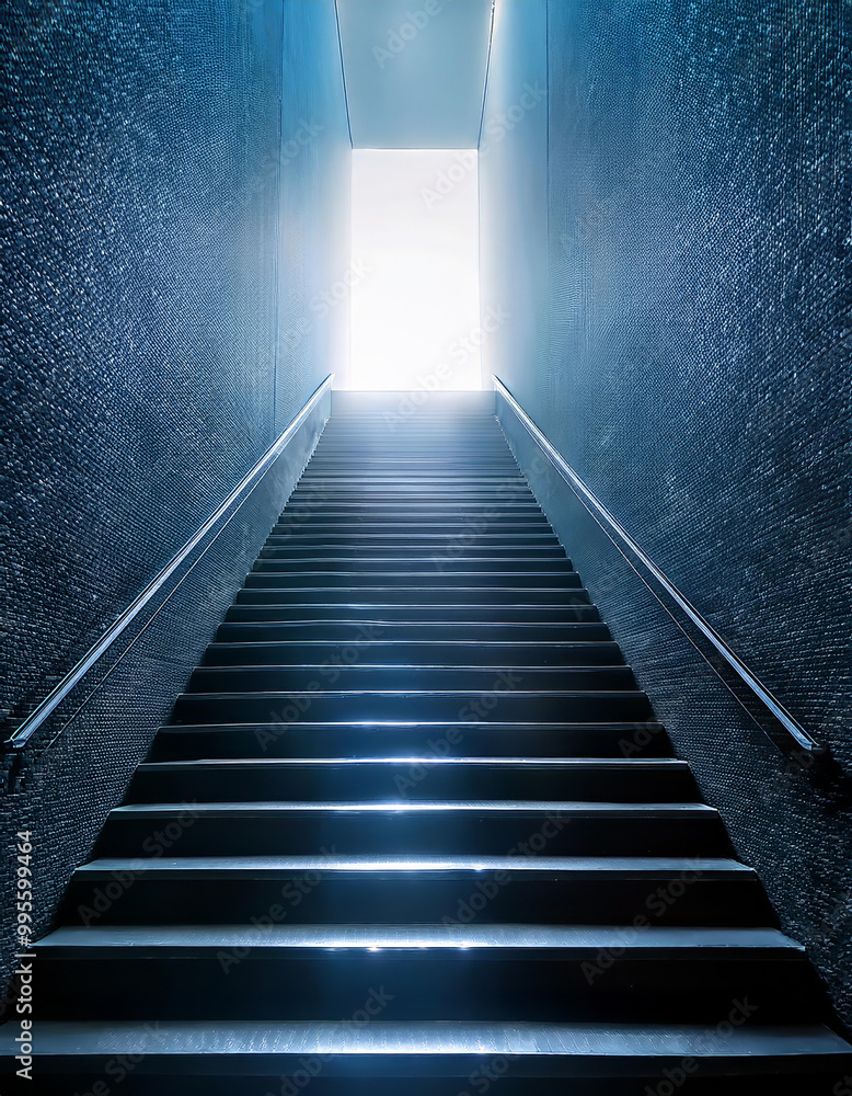 Fototapeta premium Stairway leading to a bright light symbolizing hope, opportunity, and a positive future