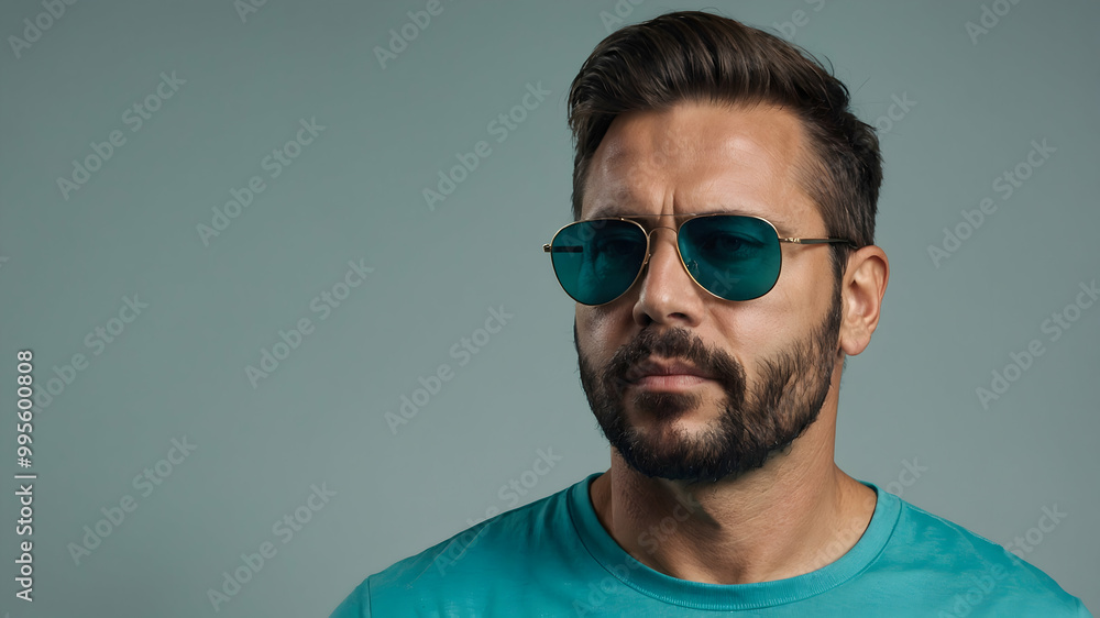 Stylish Man in Teal Sunglasses Stylish Man in Teal Sunglasses