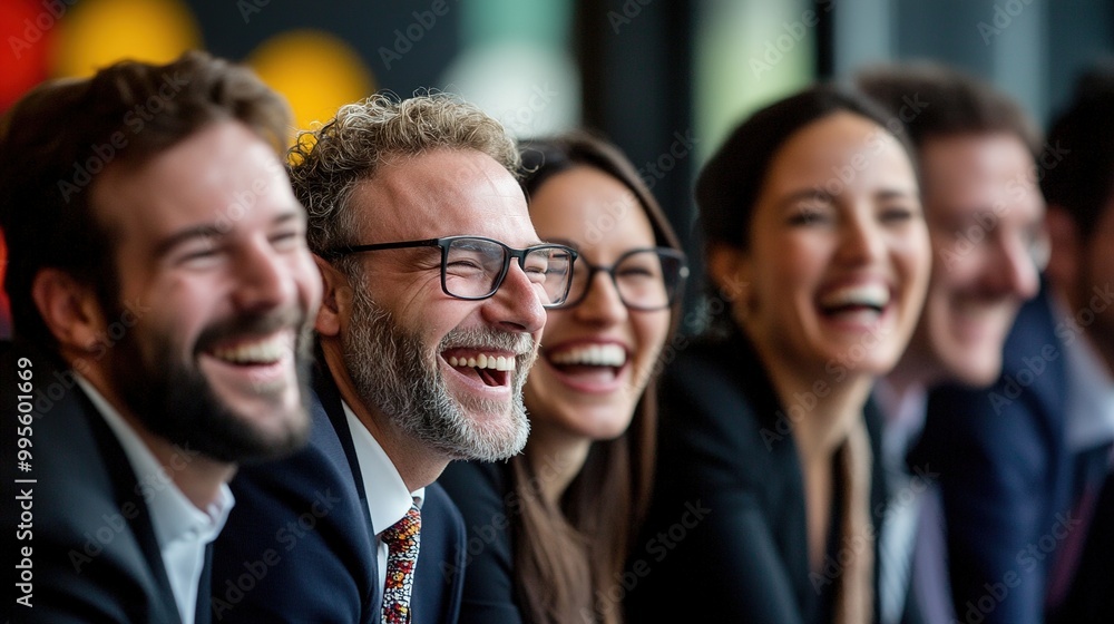 Joyful Group of Professionals in Meeting Setting Joyful Group of Professionals in Meeting Setting