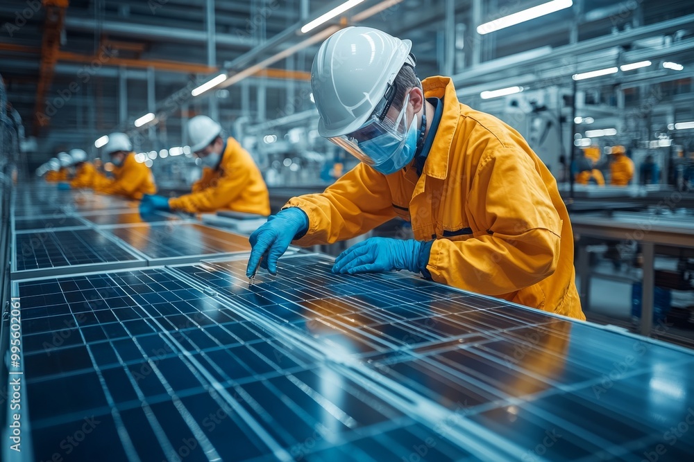 Solar cell production line. Generative AI Solar cell production line. Generative AI