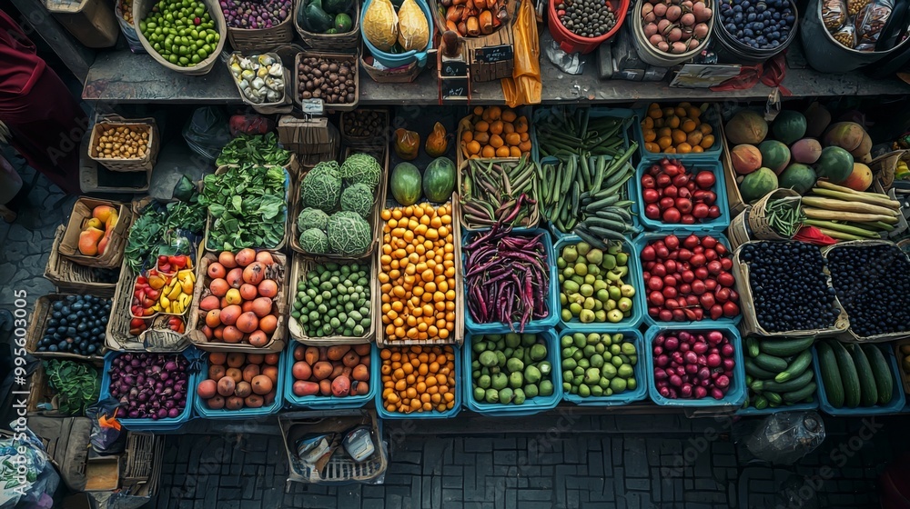 custom made wallpaper toronto digitalColorful fruit and vegetable market. Stand with a variety of fresh produce for sale