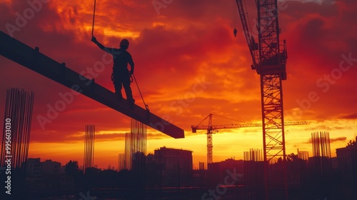 The Worker on Construction Beam