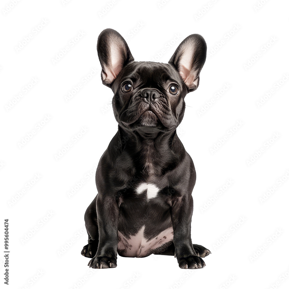 Cute Black French Bulldog Puppy Sitting Cute Black French Bulldog Puppy Sitting