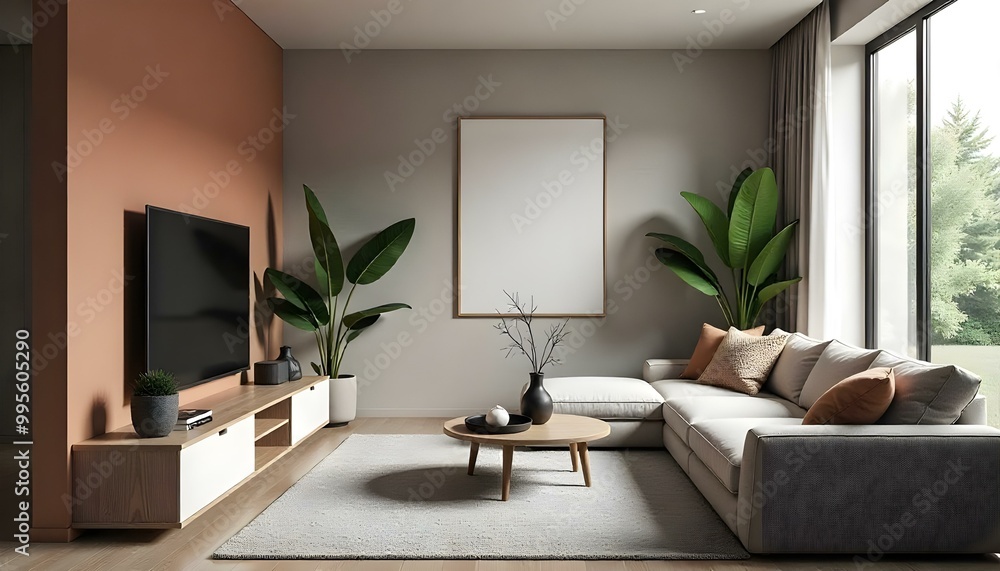 Fototapeta premium Aesthetic Home Interior with modern architecture