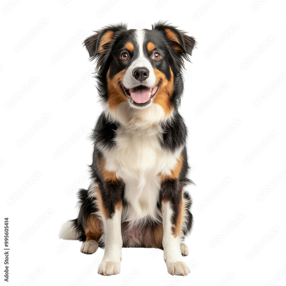 Happy Australian Shepherd Dog Sitting Happy Australian Shepherd Dog Sitting