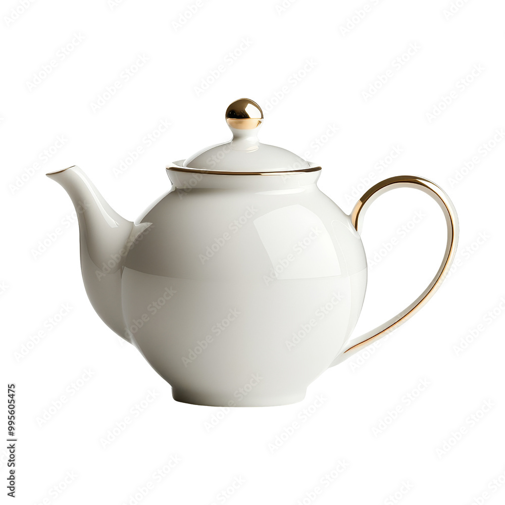 White Teapot with Gold Trim White Teapot with Gold Trim